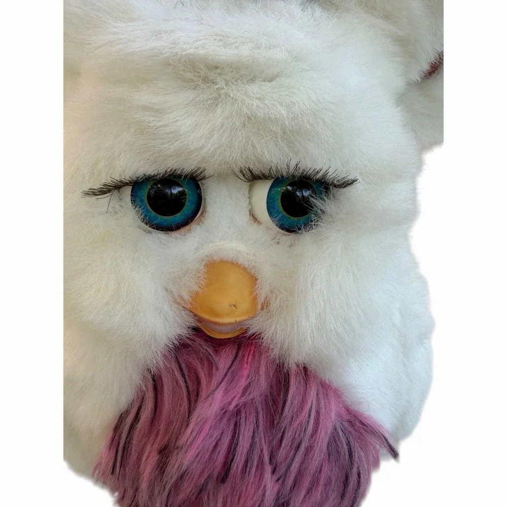 Vintage Furby Passion Fruit White Pink Gray 2005 Tiger Blue Eyes Tested Works